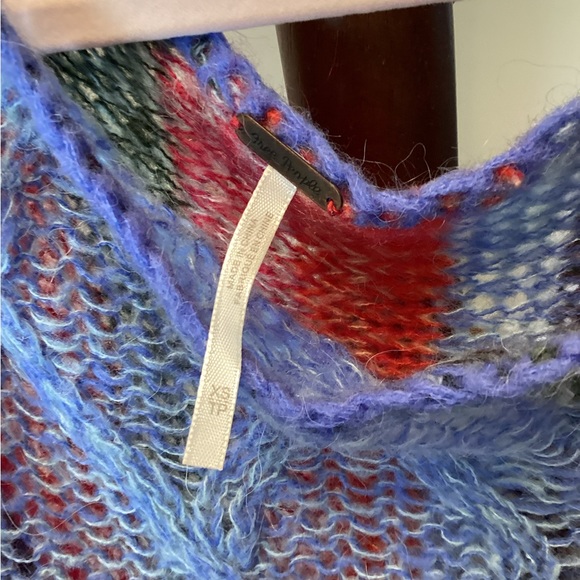 NWOT Free People XS Colorful Boho Sheer Sweater . - Picture 2 of 6